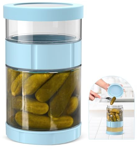 TIMIFTE Bocal à concombre en verre avec tamis Flip