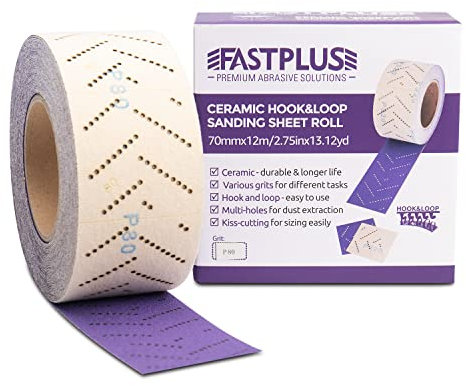 Abrasive Sheet Roll Automotive Sanding Roll Sandpaper Multi-Hole 2-3/4x13.2 Yard Rectangular Hand Torn Sandpaper Three-in-one Dry Sanding Roll for Coating Removal, Body Repair, Auto Sanding, 60 Grit