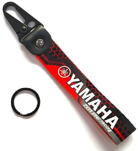 WRFUU Portachiavi personalizzato con ricamo in poliestere per motocicletta, Moto portachiavi personalizzato per Yahama,Black-A