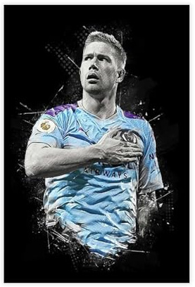 XIAGN Kevin De Bruyne Poster (1) Leinwandposter, Wandkunst, Dekordruck, Bild Gemälde für Wohnzimmer, Schlafzimmer, Dekoration, 50 x 75 cm