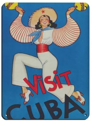 BNCEDJK Kuba-Reiseposter, Blechschild, Vintage, Metall, Pub, Club, Café, Bar, Zuhause, Wandkunst, Dekoration, Poster, Retro, 30 x 40 cm