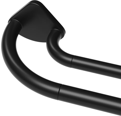 PeSenp Black Double Curtain Rod 38 to 62 Inches, Blackout Wrap Around Curtain Rod for Windows, 6/8 Inch Room Darkening Telescoping Double Drapery Rod, Easy Install for Rentals & Apartments