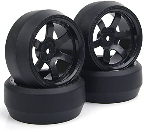 Pexorin 4 Teile/Satz Rc Drift Reifen Felge Mit 6mm Offset Und 12mm Hex, for HPI, for HSP, RC On-Road Racing Car All Terrain RC Reifensatz