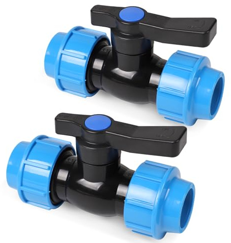 SWAWIS 2 Stück Kugelhahn Absperrventil für PE-Rohr PE Rohr 32mm | Verschraubung für PE Rohr 32mm PP-Fitting Verschraubung Verlegerohr Verbinder