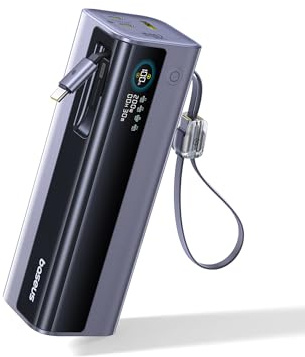 Baseus EnerGeek GR11 Powerbank 200W 25000mAh, PC Batteria Esterna con cavo USB-C Retrattile da 62 cm, Power Bank con Ricarica Rapida per MacBook Pro, Dell, HP, Samsung Galaxy S26/S25 Ultra, iPhone