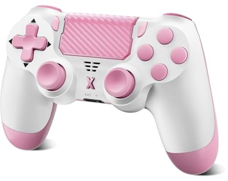 Jeifhxu Wireless Controller for PS-4, Upgraded Controller Wireless for PS-4/Slim/PC, Bluetooth Gamepad Joystick with Dual Vibration/Touch Panel/ 3.5mm Audio Jack/Six-Axis/Ergonomic (Pink)
