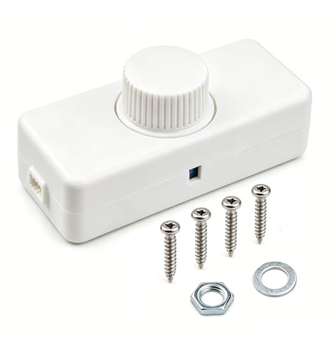Powice Dimmer für LED Lampen 230V Schnurdimmer AC 220 V-240 V/50HZ LED Phasenabschnittdimmschalter, Stufenlos Dimmbar 3–100W, Kompatibel mit Dimmbaren LED Lampen, Weiß