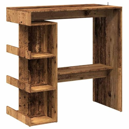 GPWERSDF Stehtisch Mit 3 Ablagen 100x48x101,5 cm Altholz-Optik | Holzwerkstoff, pflegeleicht, mit Fußstütze, für Getränke und Deko