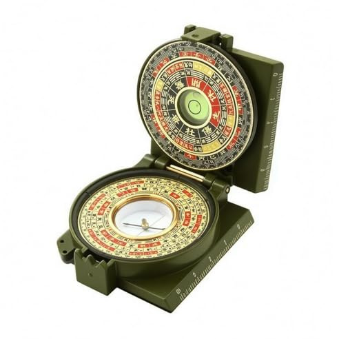MotiveTech Navigationskompass Faltkompass Richtungsweiser Fengshui Kompassinstrument aus Legierung Und Acryl mit Deckelgeschützter Anzeige Und Konzentrischen Ringen für Outdoor Feldbeobachtung Büro