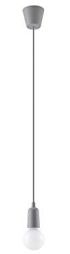 SOLLUX Pendelleuchte DIEGO Einzigartiges Design ohne Schirm Minimalistische Beleuchtung LED Einzelbirne Grau