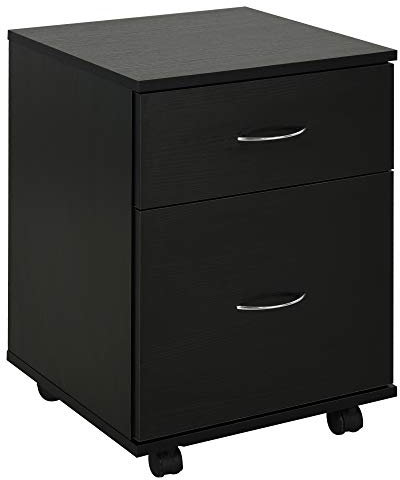 HOMCOM 2 Drawer Filing Cabinet with wheels, Mobile File Cabinet for Home Office, Small Printer Stand, Black