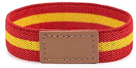 VENDOPOLI Pulsera Elastica Bandera España Cuero Talla Unica Adaptable (Rojo)
