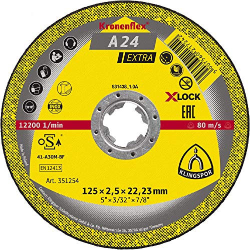 NEU! Klingspor A 24 Extra Schruppscheibe | 125 x 6 x 22,23 mm | X_LOCK | 10 Stück | gekröpft