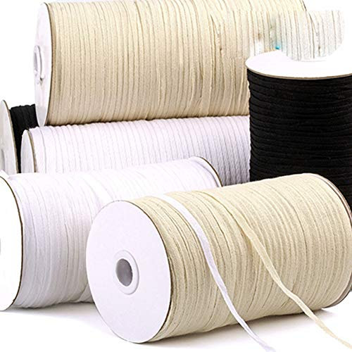 Egurs Cordon en coton plat 5 mm 7 mm Blanc Noir 280 m / rouleau 100 % coton Sangle en coton Beige 7 mm