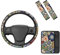 TOADDMOS 4-teiliges dekoratives Boho-Blumen-Auto-Zubehör-Set, Universal-Lenkradbezug, Mittelkonsolen-Polster, bequemer Auto-Sicherheitsgurt-Schutz für Frauen und Damen