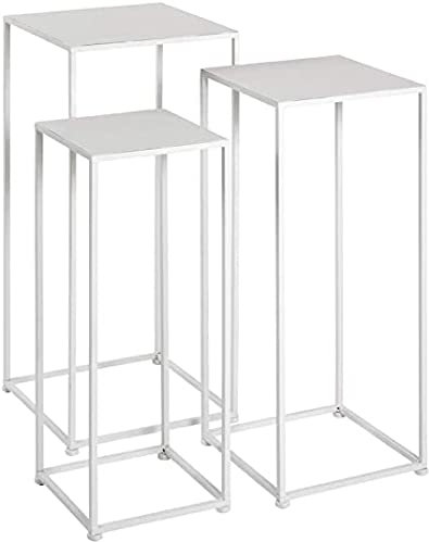 Futchoy 3er Set Blumenständer Weiß Metallständer Blumentopfständer Pflanzenständer Metall Eckig für Zimmerpflanzen 22*22*61cm/ 26*26*66cm/ 30*30*71cm (Weiß)