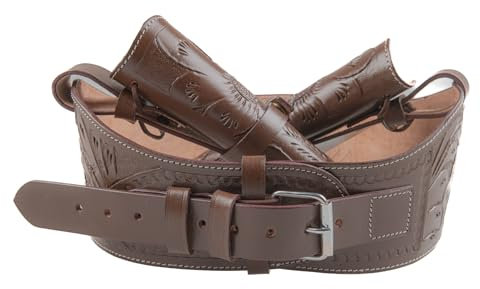 Hulara Full Grain DD Harness Cowboy Holster für Revolver Vollnarbenleder Pistolenholster mit Gürtel für Männer, Cowboy Waffengürtel .45 Auto. 45 ACP. 44/45 Kaliber Revolverholster