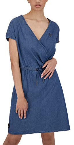 Alife and Kickin Damen OrnellaAK DNM Dress Kleid Damenkleid Jeanskleid Freizeitkleid Sommerkleid XS-XXXL, Dark Denim