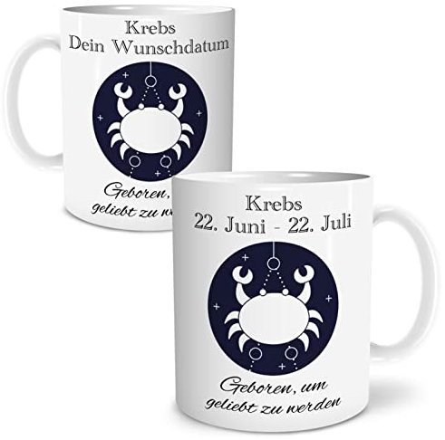 OWLBOOK® Personalisierte Geschenke Tasse Personalisiert Sternzeichen Krebs Tasse mit Spruch Sternzeichen Geschenke Krebs zum Geburtstag Weihnachten Keramik 300 ml