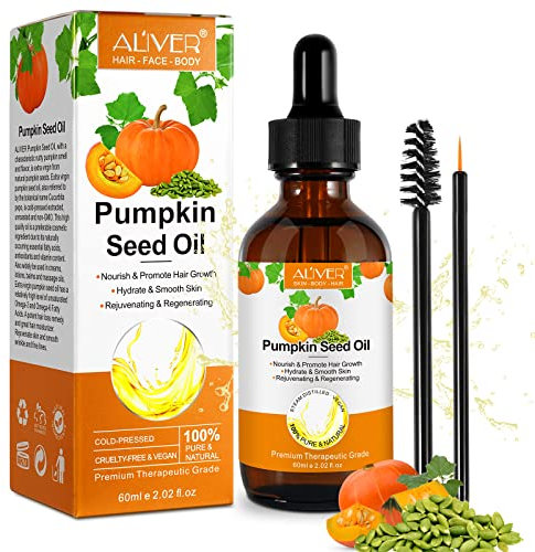 Olio di semi di zucca per capelli, favorisce la crescita dei capelli, olio di semi di zucca spremuto a freddo aromaterapia olio da massaggio per il corpo per donne e uomini - 60 ml