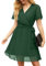 GRECERELLE Womens Summer Casual Wrap Dress Chiffon Cute Pleated Beach Tie Waist Dresses for Women (Blackish Green, M)