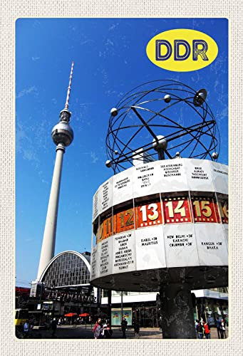 Blechschild 20x30cm gewölbt Berlin Alexanderplatz Weltzeituhr Deko Geschenk Schild