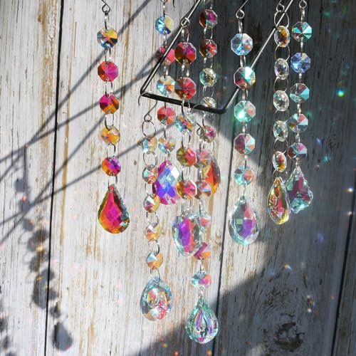 HERZWILD 9pcs Sonnenfänger Kristall selber basteln Fenster hängender Kristall Suncatcher Fensterdekorationen, Kristalle Dekoration für den Garten (A-Mix)
