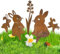 DONGSZQ Osterhasen Gartenstecker, 5 pcs Osterhase Rost Deko, Osterhasen Metallstecker, Edelrost Metall Hasen Roststecker, Gartenstecker Mix Hasen Set, für Ostern Deko Rostdeko Gartendeko