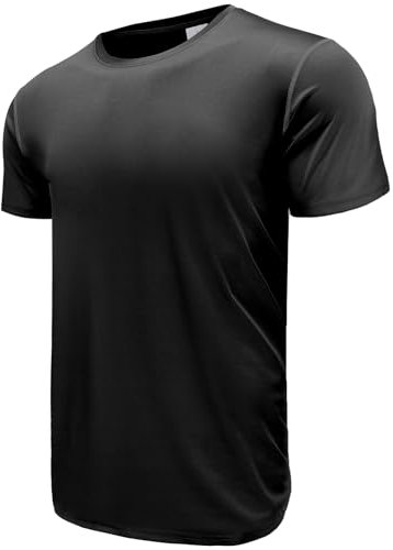 Boyzn Sport Tshirts Herren Funktionsshirt Laufshirt Kurzarm Schnelltrocknend Atmungsaktiv Sport Shirt Männer Sportshirt Herren Kurzarm Fitnessshirt Trainingsshirt Herren Black-S