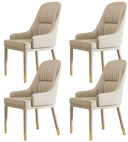 Mid-Century Modernes Stuhl-Set aus grauem Wolf, Esszimmerstühle mit Metallbeinen und Armlehnen, Kunstlederstühle für Esszimmer und Schlafzimmer