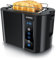 Arendo - Touch Toaster 2 Scheiben Edelstahl - Touchpanel - digital Display Restzeitanzeige - 800 W – Doppelwandgehäuse – mit Brötchenaufsatz – 7 Bräunungsgrade – Brotscheibenzentrierung - Klavierlack