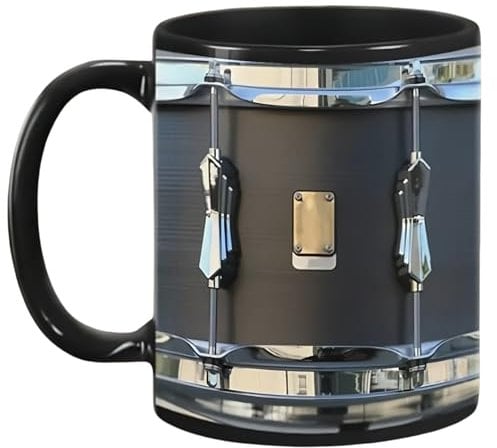Schwarze Vintage-Schlagzeug-Tasse, lustige Drumming-Geschenke, Trommel-Kaffeetasse, Geschenk für Schlagzeuger, Trommel-Kaffeetasse für Schlagzeuger und Schlagzeugliebhaber (2)