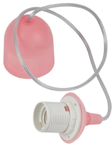 Light-Home Hängelampe Minimalistisch – Hängeleuchte Industrial - Lampenaufhängung ohne Lampenschirm und ohne Glühbirne - Pendelleuchte mit Lampenfassung E27 - Rosa-Weiß - Pilz ⌀ 6 cm