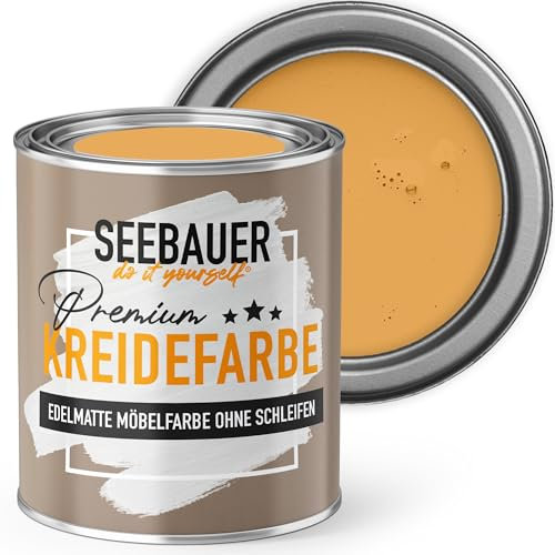 SEEBAUER diy Kreidefarbe für Möbel Orange 750ml für Innen (No. 515 Tropical Taste) Möbelfarbe ohne Schleifen - Holzfarbe extra matt - Holzlack, Möbellack hohe Deckkraft