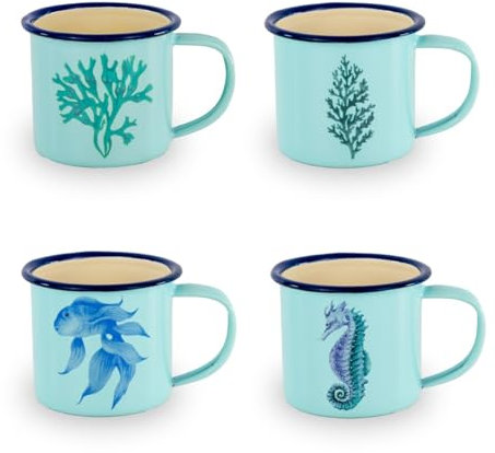 lifestyle WD SET 4 TAZZINE DA CAFFè IN LATTA SMALTATA (AZZURRO)