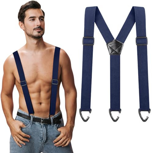 Kiiwah Hosenträger für Herren Breit 3,5 cm mit 3 Dreieckige Robusten Karabiner Verschluss, Einstellbar und Elastisch Einheitsgröße Hosenträger für Männer und Damen, Y Style