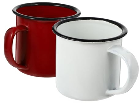 Healifty 2 pezzi Tazze Smaltate Vintage da Resistenti al Calore per Acqua Tè e Caffè Design Ergonomico e Multiuso per Uso Quotidiano