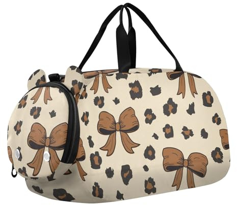 Tanztasche, Sporttasche für Mädchen und Jungen, Leopardenmuster, Kinder-Sporttasche, Leopardenmuster, Reisetasche mit Namen, Wochenendtasche