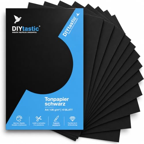 100x Blatt A4 Tonpapier - 170 g/m² Papier - Tonkarton schwarz Bastelpapier & Bastelkarton zum Basteln & Gestalten - Schwarzes Papier
