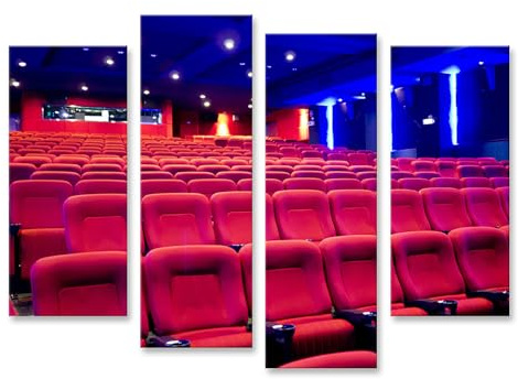 islandburner Bild auf Leinwand Faszinierender Kinosaal Kunstdruck Wohnzimmer Für Filmfans - 4-teilig