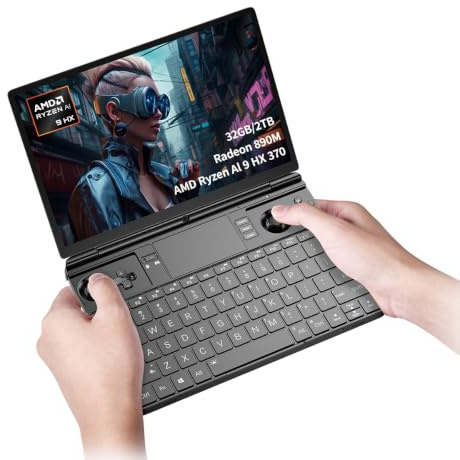 Cutesliving GPD Win Max 2 2025 Mini PC portatile da gioco con AMD Ryzen AI 9 HX 370, grafica Radeon 890M, display da 10,1 pollici 2,5K, RAM da 32 GB, SSD da 2 TB per giochi portatili e produttività