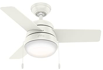 Hunter Fan Company 59301 Aker Indoor with LED Light with Pull Chain Control, 36 Inch, White
