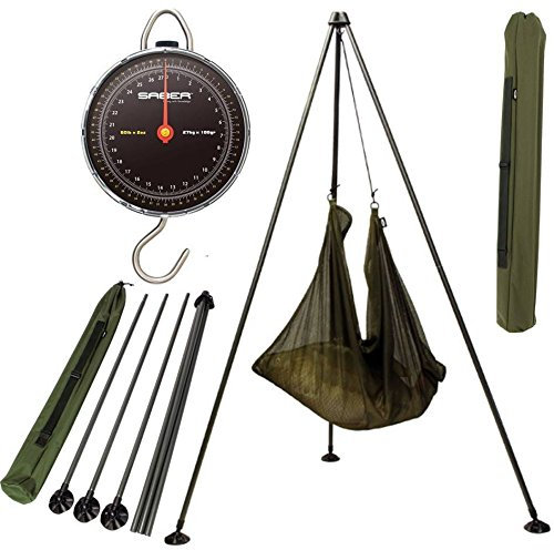 SABER CARP FISHING 60LB WEIGH SCALES + NGT WEIGHING TRIPOD SYSTEM WITH MUD FEET