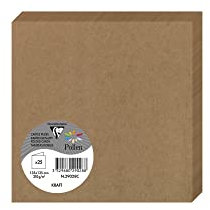 Clairefontaine 29028C - Eine Packung mit 25 Pollen-Faltkarten 13,5 x 13,5 cm 200 g, braunes Kraftpapier