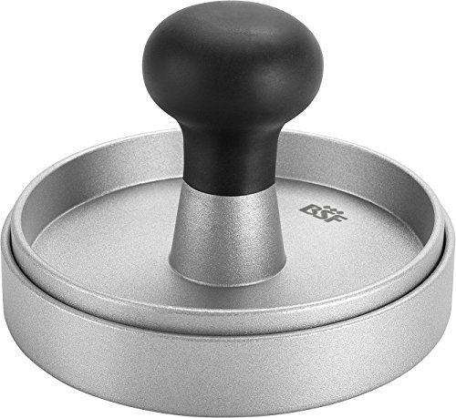 BSF Lausanne, Burgerpresse 11 cm, inkl. Antihaftpapier, hochwertige Fleischpresse zum einfachen Formen von Burgerpatties, Aluminium, spülmaschinengeeignet, Silber