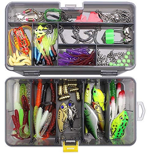 Leeko 168 Stück Angelzubehör Angelköder-Set, Spinner Angeln Set Angeln Box Kit,Kunstköder Blinker Angel-Köder für Hecht Forelle Zander Barsch