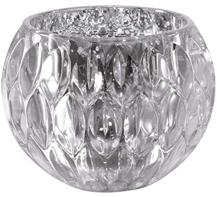 Decor Essentials Vintage Globe Metallic Candle Holder Events Venue Decor Weddings Tableware 11cm (Silver)