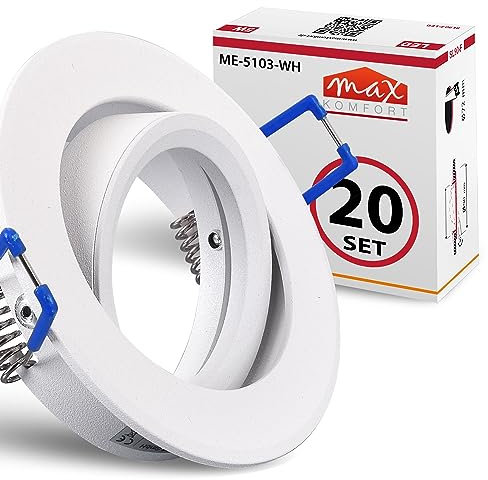 20x Einbaustrahler IP20 mit GU10 Fassung RUND weiß schwenkbar Einbauspot Einbauleuchte Rahmen Rostfrei Deckenspot Strahler Spot 5103