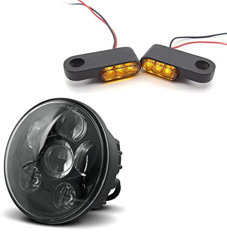 LED Scheinwerfer Set für Harley Softail Blackline/Custom + Lenkerblinker