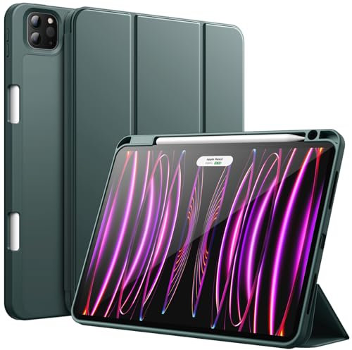 JETech Case for iPad Pro 11 Inch (2022/2021/2020 Model) with Pencil Holder, Support 2nd Pencil Charging, Slim Tablet Cover with Soft TPU Back, Auto Wake/Sleep (Misty Blue)